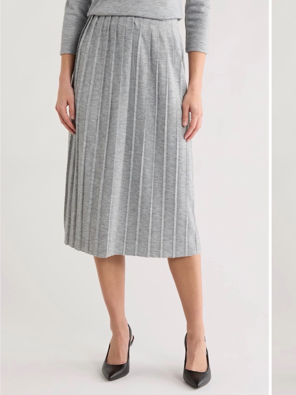 Vince camuto grey pleated midi skirt size medium new